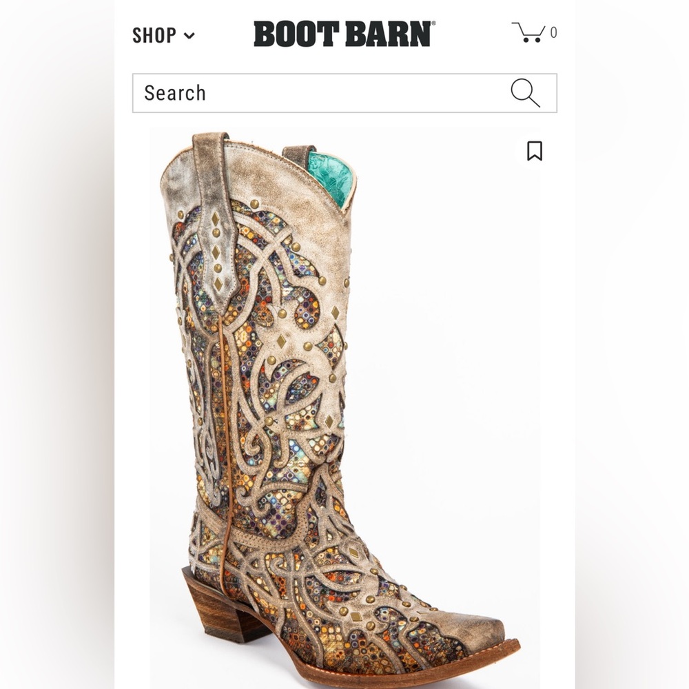 CORRAL WOMEN'S TAUPE INLAY WESTERN BOOTS - SNIP TOE